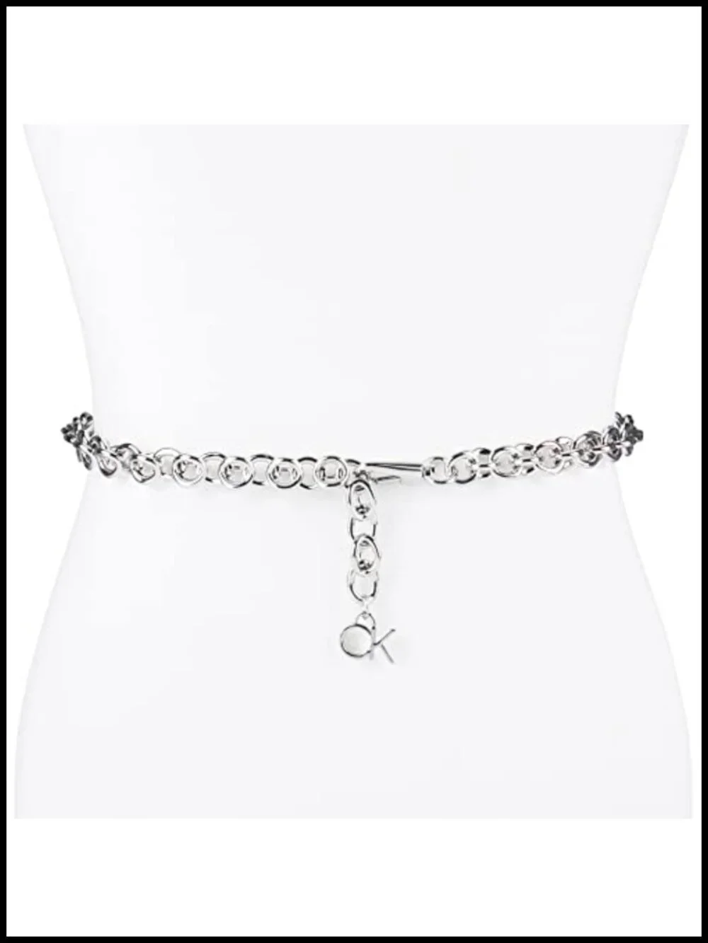 Slim Mesh Chain Waist Belt for Dresses Trousers Adjustable Clasp